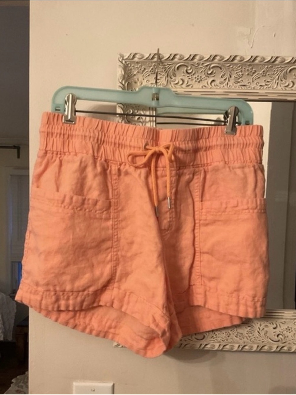 Athleta Peach Linen-Blend Drawstring Athletic Shorts